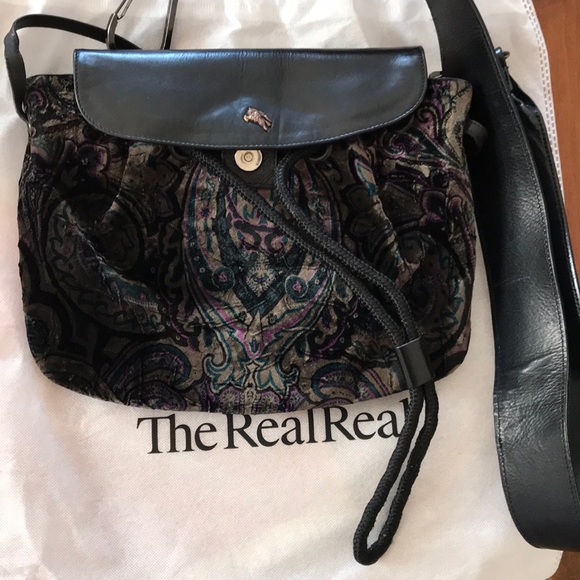 Burberry Handbags - Burberry vintage leather velvet authentic bag